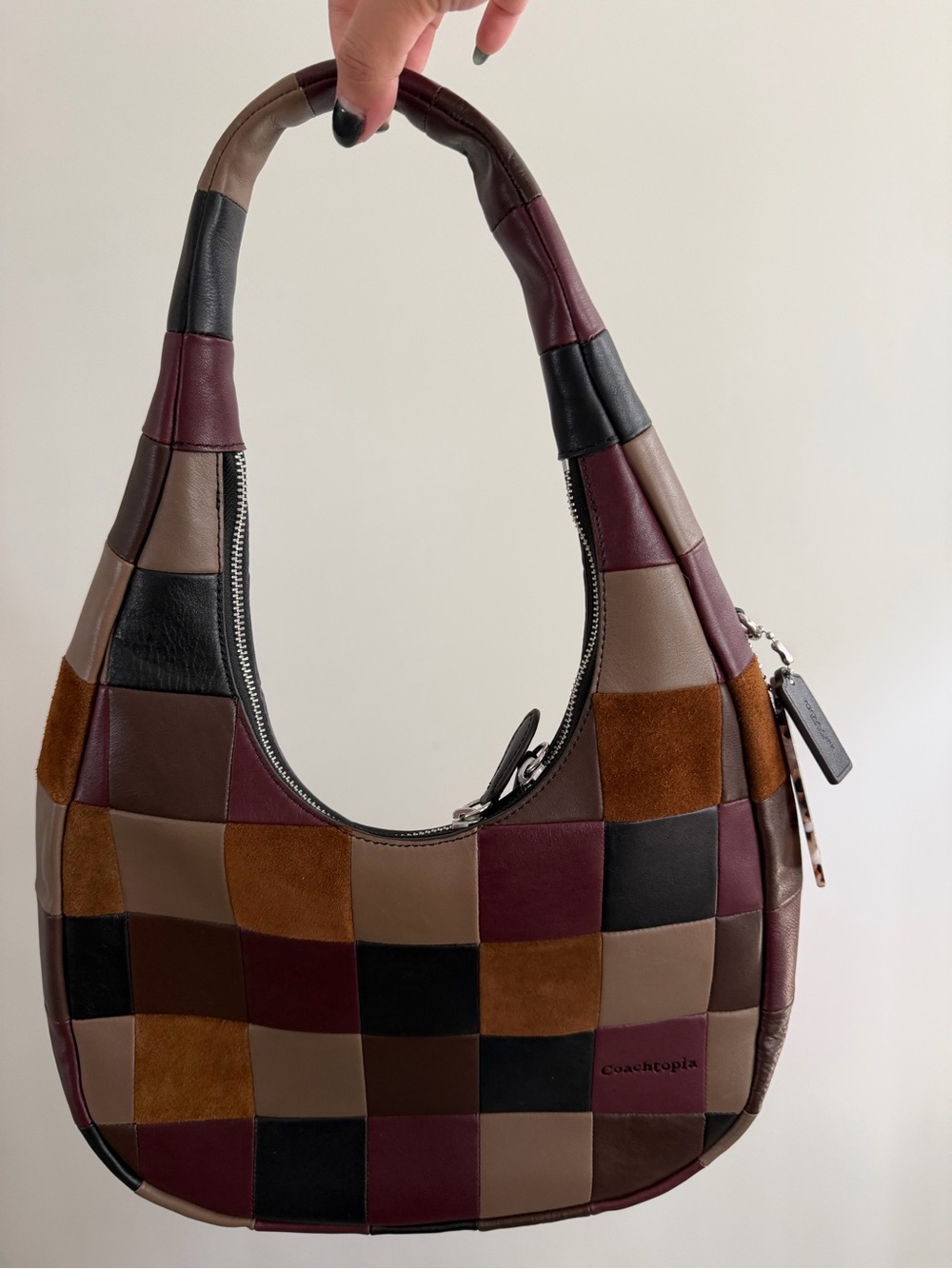Patchwork Multi-Color Leather & Suede Hobo Bag